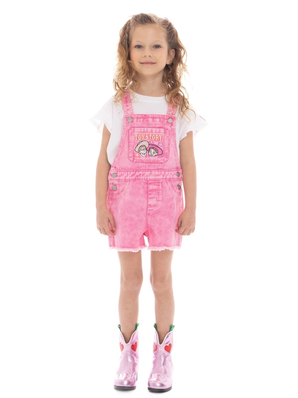 Pink Toy Story Denim Short Overalls for Kids NWOT